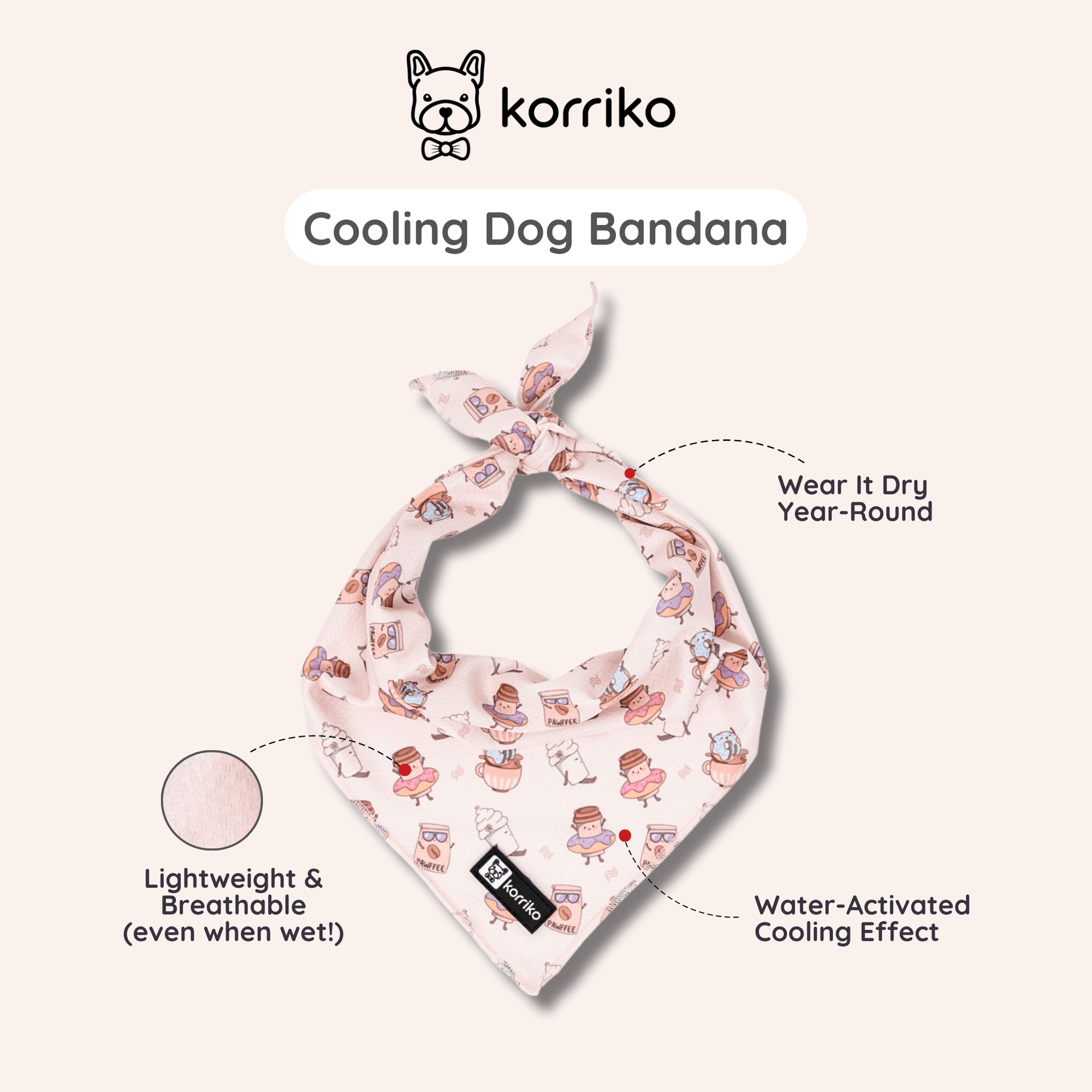 Cooling Dog Bandana - Coffee Break (Final Sale)