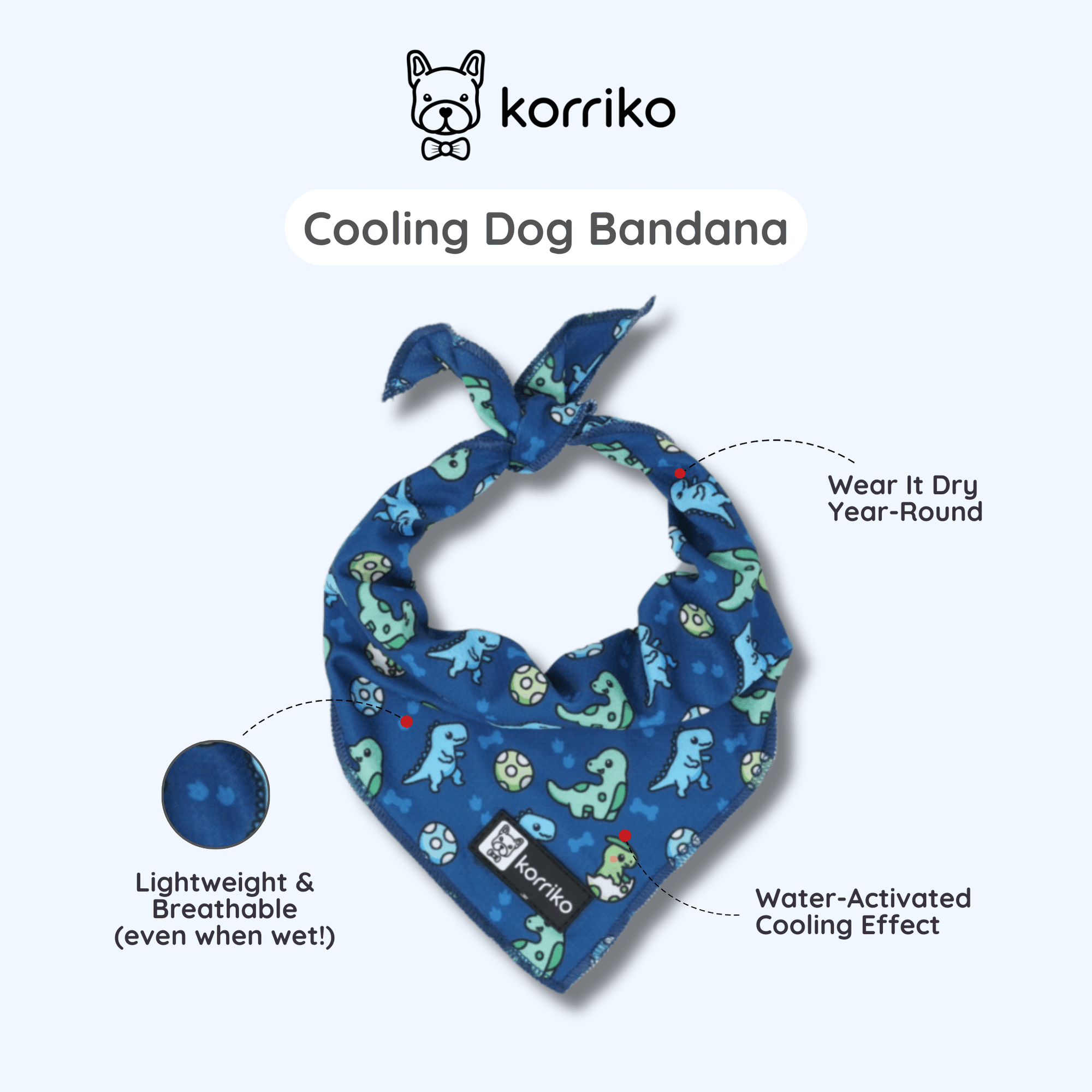 Cooling Dog Bandana - Dino
