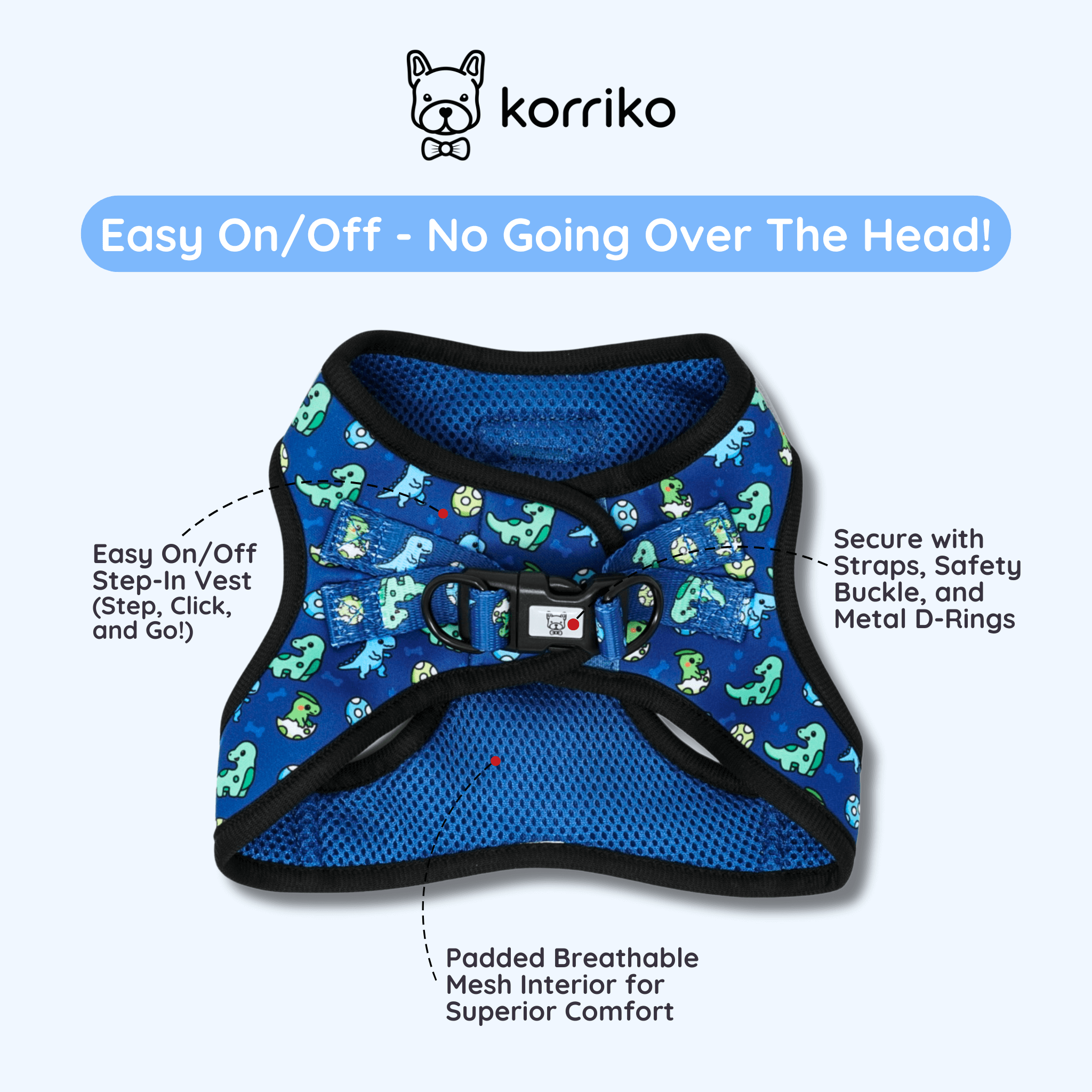 Step-In Dog Harness - Dino