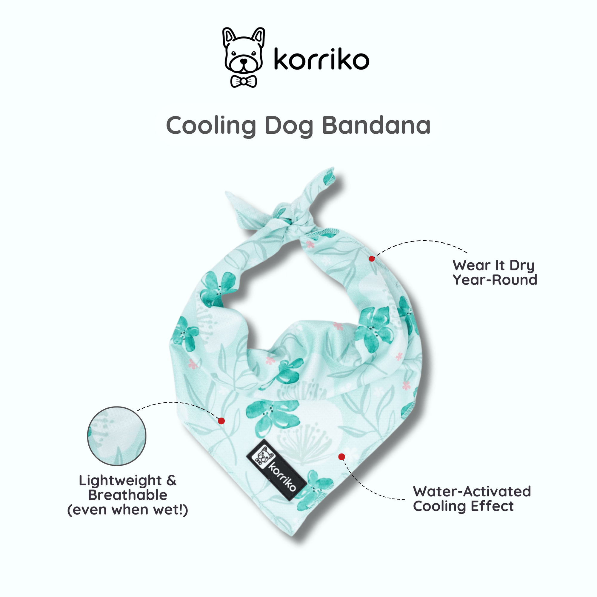 Cooling Dog Bandana - Mint Sakura (Final Sale)