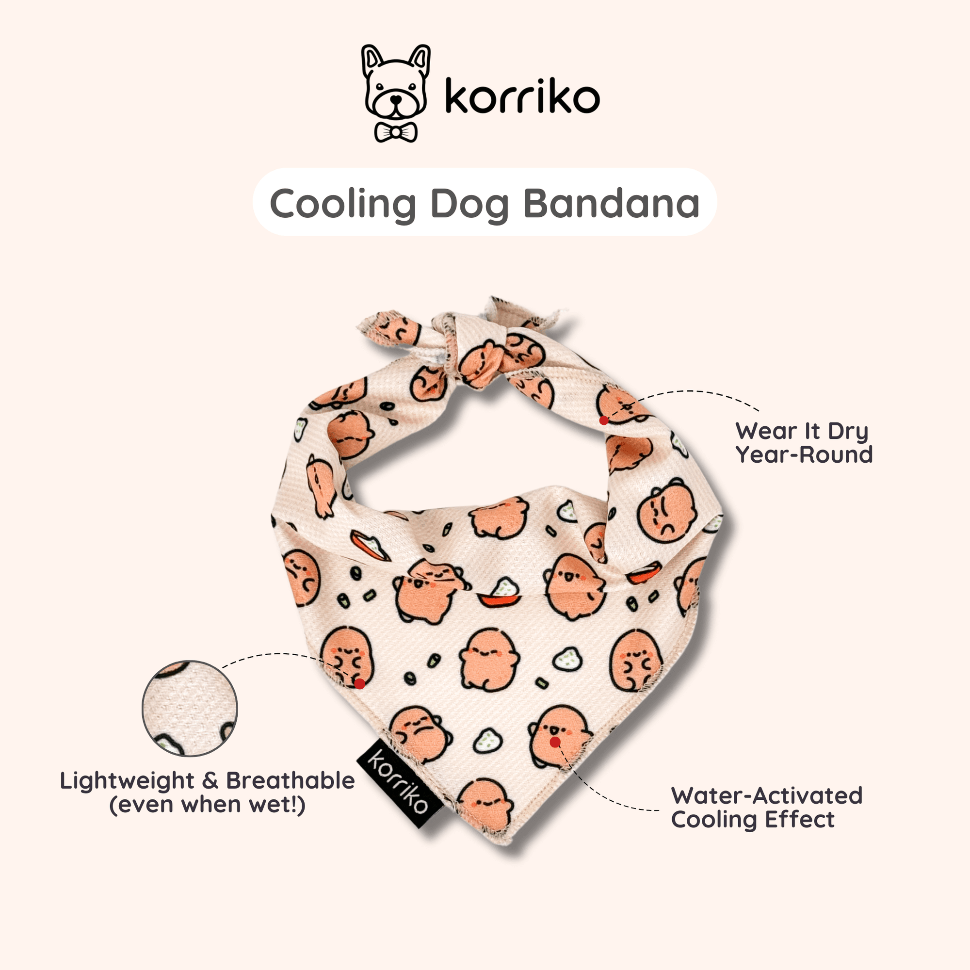 Cooling Dog Bandana - Potato