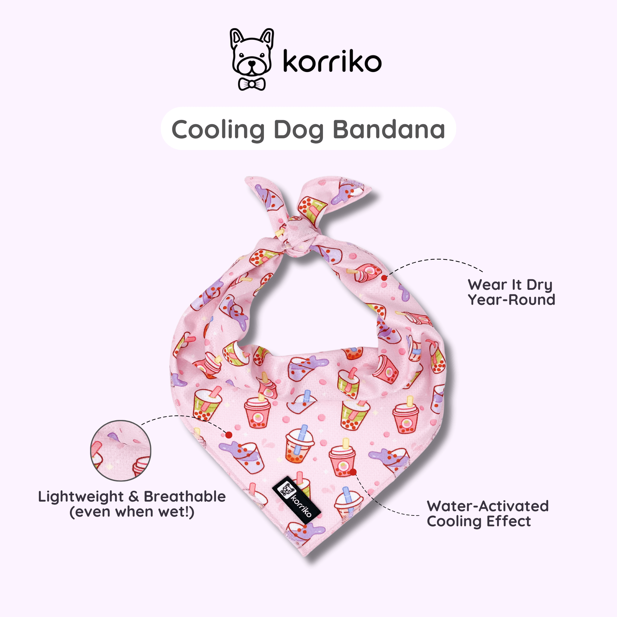 Cooling Dog Bandana - Taro Milk Tea